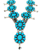 Freddie Maloney, Squash Blossom Necklace, Sonoran Rose Turquoise, Navajo, 24”