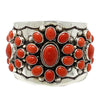 Aaron Toadlena, Cluster Bracelet, Mediterranean Coral, Navajo Handmade, 6 3/4"