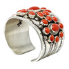 Aaron Toadlena, Cluster Bracelet, Mediterranean Coral, Navajo Handmade, 6 3/4"