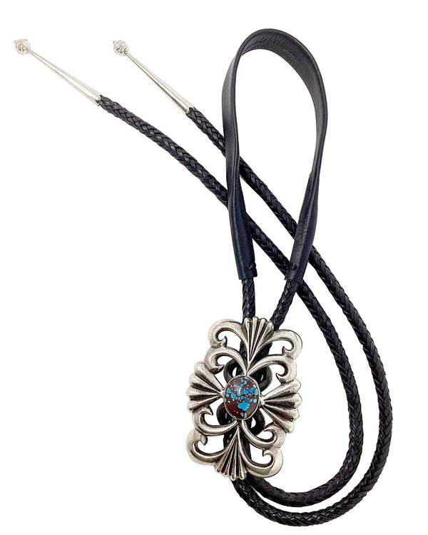 Wilford Henry, Sandcast Bolo, Egyptian Turquoise, Navajo Handmade, 44