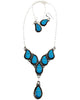 Faye Lowsayatee, Necklace, Earrings, Kingman Turquoise, Zuni Handmade, 19"