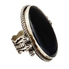 Freddie Maloney, Ring, Black Onyx, Stamping, Navajo Handmade, Adjustable