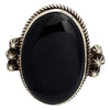 Freddie Maloney, Ring, Black Onyx, Stamping, Navajo Handmade, Adjustable