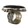 Freddie Maloney, Ring, Black Onyx, Stamping, Navajo Handmade, Adjustable