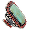 Ernest Roy Begay, Bracelet, Mediterranean Coral, Turquoise, Navajo Made, 7 1/4"