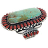 Ernest Roy Begay, Bracelet, Mediterranean Coral, Turquoise, Navajo Made, 7 1/4"