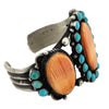 Lee Brown, Cluster Bracelet, Turquoise, Spiny Oyster Shell, Navajo Handmade, 7"