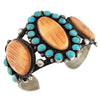 Lee Brown, Cluster Bracelet, Turquoise, Spiny Oyster Shell, Navajo Handmade, 7"