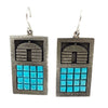 Aaron John, Earring, Kingman Turquoise, Hogan, Textured, Navajo Made, 2 1/8"