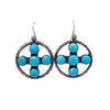 Derrick Gordon, Earrings, Kingman Turquoise, 4 Directions, Navajo Made, 1 3/4"