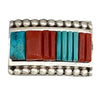 Terral Lee, Ring, Mediterranean Coral, Turquoise, Inlay, Navajo Handmade, 7