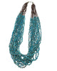 Santo Domingo Turquoise Nuggets, Heishe, 15 Strand, Silver Cones, 28"