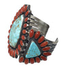 Anthony Skeets, Bracelet, Cluster, Kingman Turquoise, Coral, Navajo Made, 6 5/8"