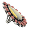 Anthony Skeets, Cluster Ring, Bumble Bee Jasper, Coral, Navajo Handmade, 8