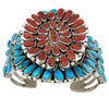 Justina Wilson, Bracelet, Kingman Turquoise, Mediterranean Coral, Navajo, 6 3/4"