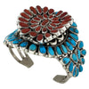 Justina Wilson, Bracelet, Kingman Turquoise, Mediterranean Coral, Navajo, 6 3/4"