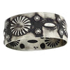 Elvira Bill, Bangle Bracelet, Stamping, Brushed Silver, Navajo Handmade, 8 1/4"