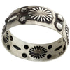 Elvira Bill, Bangle Bracelet, Stamping, Brushed Silver, Navajo Handmade, 8 1/4"