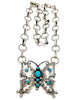 June Delgarito, Necklace, Butterfly, Kingman Turquoise, Twist, Navajo, 22"