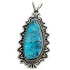 Bo Reeves, Pendant, Kingman Turquoise, Stamping, Navajo Handmade, 2 1/8"