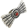 Calvin Martinez, Ring, Mediterranean Coral, Bowtie, Stamping, Navajo Handmade, 8