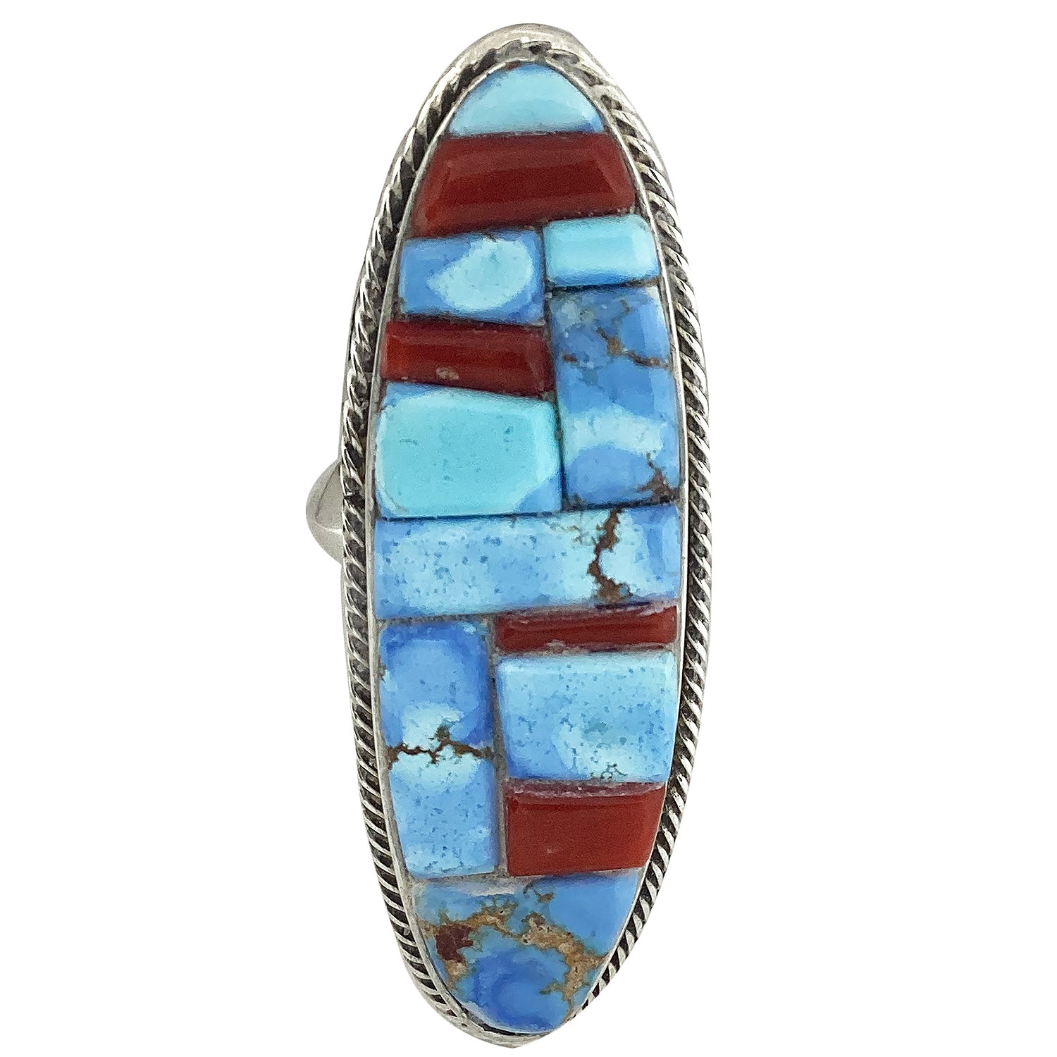 Tremendous Native American Navajo Turquoise Sterling Silver Ring Signed Calvin Desson Tremendous Native American Navajo Turquoise Sterling Silver Ring Signed Calvin Desson