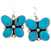 Geraldine James, Earrings, Butterfly, Kingman Turquoise, Navajo Made, 1 1/2"