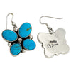 Geraldine James, Earrings, Butterfly, Kingman Turquoise, Navajo Made, 1 1/2"