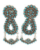 Jesse Johnson, Earrings, Turquoise Cluster, Petit Point, Zuni Handmade, 3"