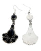 Devin Brown, Dangle Earrings, Black Onyx, Cluster, Navajo Handmade, 3 5/8''