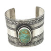 Julian Chavez, Bracelet, Royston Turquoise, Wide, Stamping, Navajo Made, 7 1/2"