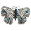 June Delgarito, Barrette, Butterfly, Kingman Turquoise, Navajo Handmade, 3 1/8"