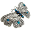 June Delgarito, Barrette, Butterfly, Kingman Turquoise, Navajo Handmade, 3 1/8"