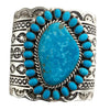 Kenneth Jones Jr, Bracelet, Kingman Turquoise, Cluster, Navajo Handmade, 7 1/2"