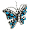 Tiffany Jones, Earring, Kingman Turquoise, Butterflies, Silver, Navajo, 2”