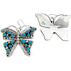 Tiffany Jones, Earring, Kingman Turquoise, Butterflies, Silver, Navajo, 2”