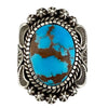 Thomas Jim, Ring, Egyptian Turquoise, Sterling Silver, Navajo Handmade, 7 1/2