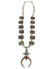 Aaron John, Necklace, Storyteller, Turquoise, Coral, Navajo Handmade, 26"