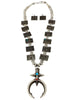 Aaron John, Necklace, Storyteller, Turquoise, Coral, Navajo Handmade, 26"