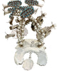 Jesse Johnson, Squash Blossom Necklace, Earrings, Turquoise, Zuni Made, 25"