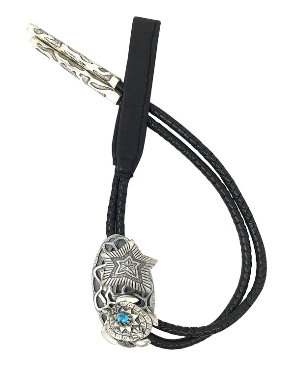 Monty Claw, Bolo Tie, Sea Turtle, Spider Web Turquoise, Navajo Handmade, 50”