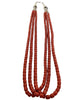 Juanita Skeets, Necklace, Three Strands, Mediterranean Coral Beads, Navajo, 30"