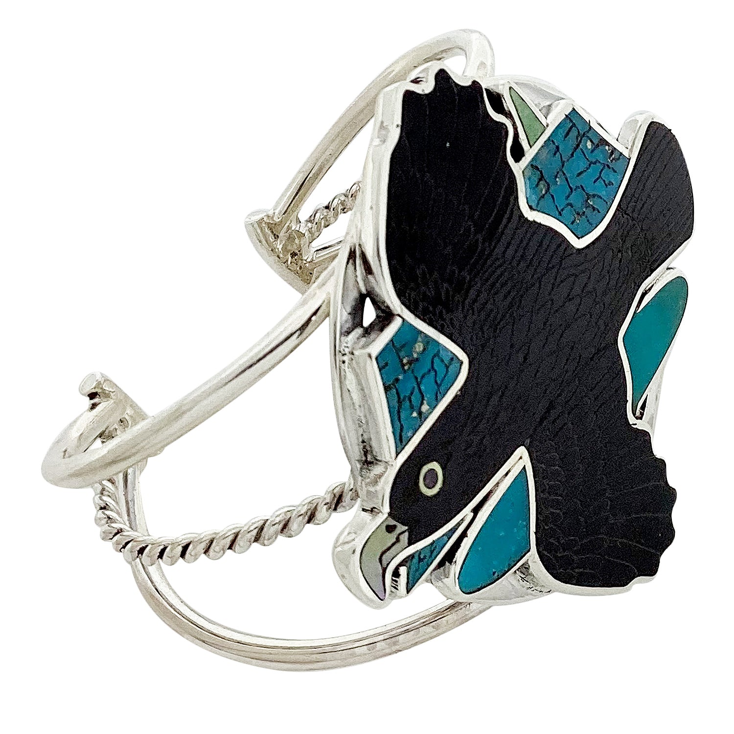Harlan Coonsis, Bracelet, Raven, Turquoise, Jet, Shell, Zuni