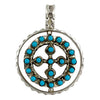 Wayne Johnson, Reversible Pendant, Turquoise, Coral, Medicine Wheel, Zuni, 2"