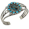 Verdy Jake, Cluster Bracelet, Kingman Turquoise, Silver, Navajo Handmade, 6 5/8"