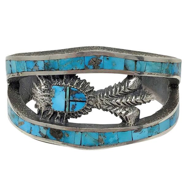 Lester James, Bracelet, Navajo Yei', Arizona, Nevada Turquoise, Handmade, 7 1/4