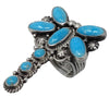 Tyler Brown, Ring, Kingman Turquoise, Dragonfly, Silver, Navajo Handmade, 8 ½