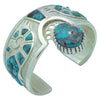 Michael Perry, Bracelet, Bisbee Turquoise, Inlay, Overlay, Navajo Made, 6 1/4"