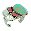 Joelias Draper, Bracelet, Kingman Turquoise, Mediterranean Coral, Navajo, 6 1/4"