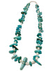 Turquoise Bead Necklace, Clam Shell, Circa 1950s, Old Natural Stone, 13”